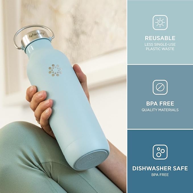 Lifefactory 32-Ounce Stainless Steel Vacuum-Insulated Sport Bottle, Mint