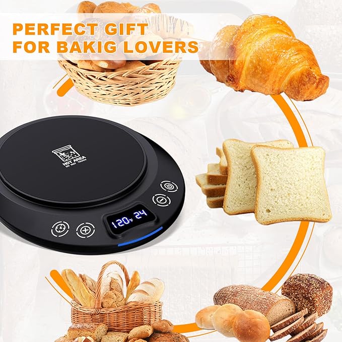 Sourdough Starter Warmer Set – Precise 1°F Thermostat (70-120°F), 24H Timer, Smart Memory Warming On/Off - Fits Jars Up to 40oz, Sourdough Kit for Home Baking (Black)