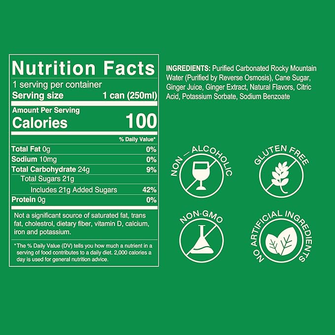 Strongwater Sparkling Ginger Beer - 12 Pack Cans (8.4 Fl Oz Each) - Premium Craft Cocktail Mixer Made with Filtered Rocky Mountain Water & Ginger Root - Real Cane Sugar, No Artificial Flavors