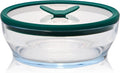 Anyday 4-Cup Glass Food Storage with Glass Lid, Round Shallow Dish | Plastic-Free Meal Prep & Microwave Cookware | Stackable Airtight Storage Container with Vented Lid for Microwave-Safe Reheating