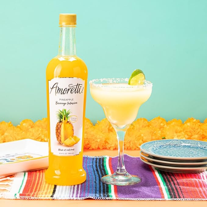Amoretti - Pineapple Beverage Infusion - Drink Mix & Water Enhancer with Pump for Flavoring Cocktails, Waters, Teas, and other Beverages, Preservative Free