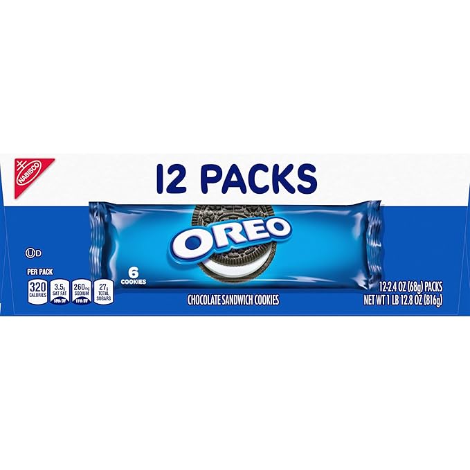 OREO Chocolate Sandwich Cookies, School Lunch Box Snacks, 2.4 Ounce (Pack of 12)