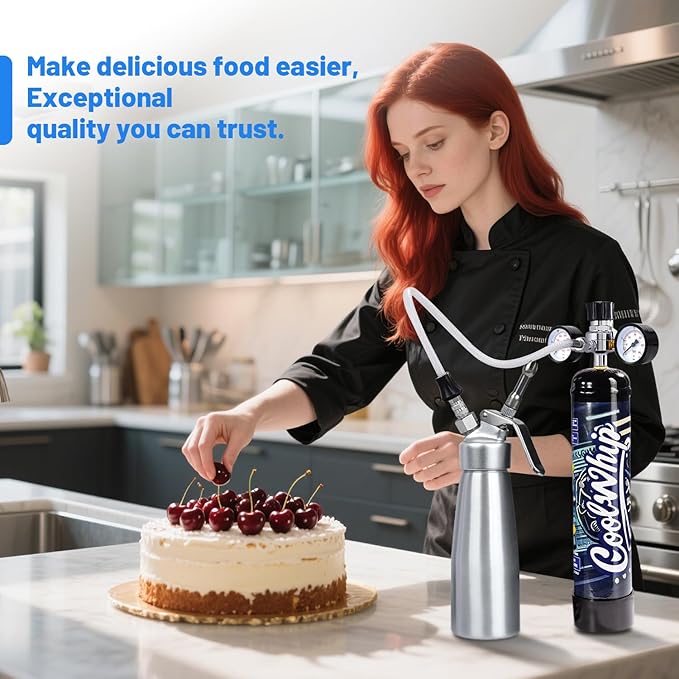 740G Whipped Cream Charger Tank (6 Pack), Cartridges for Desserts & Cocktails, Fits with Any Standard Dispensers, Leak Proof Steel
