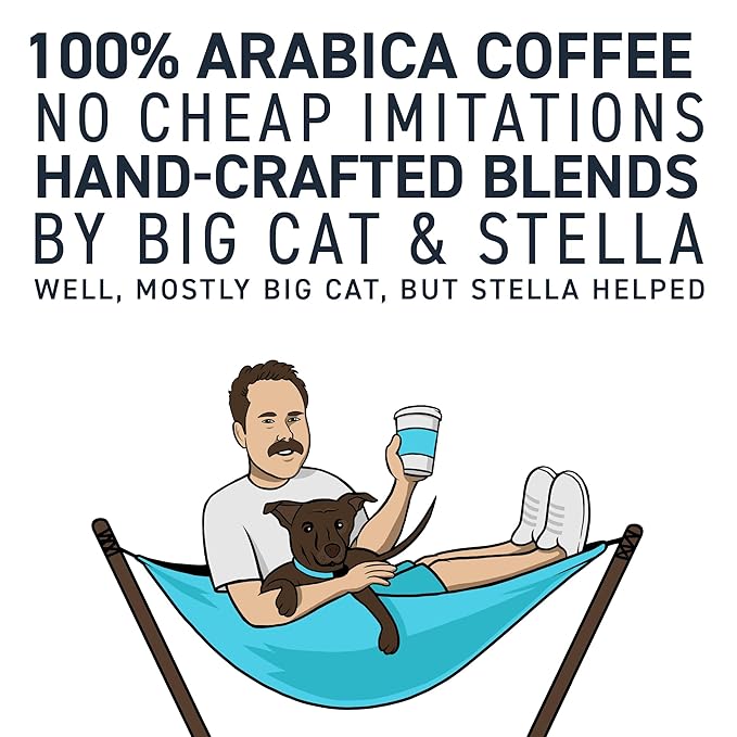 Stella Blue Whole Bean Coffee, Positive Vibes Blend, Light Roast, Vanilla and Fruity Notes, 100% Arabica, Ethically Sourced from Central and South America, 12 oz bag