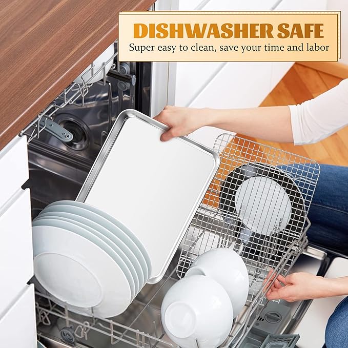 Small Baking Cooling Rack Set of 2, E-far Stainless Steel Toaster Oven Rack for Cooking Roasting Grilling Broiling Meat Bacon, 9.7” x 7.3” Metal Bakeable Wire Racks for Cookie Cake - Dishwasher Safe