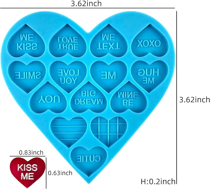 Heart Resin Molds 5pcs Valentine's Heart Silicone Resin Molds for Keychain, Epoxy Resin Casting, Jewelry Making, Valentine Cake Decoration, Cupcake Topper