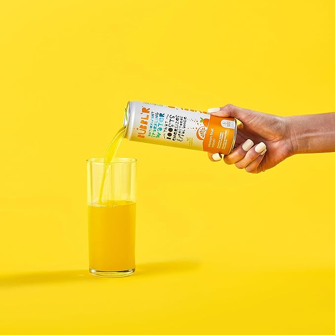 BUBBL'R passion fruit wond'r, Antioxidant Sparkling Water with Natural Caffeine, 0g Sugar, Gluten Free, All Natural Flavors, 12 Fl Oz Cans, 12 Count