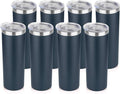 HASLE OUTFITTERS 20 oz Skinny Tumblers Bulk Set, Stainless Steel Insulated Slim Tumblers with Lids, Reusable Double Wall Travel Coffee Mugs, Durable Powder Coated Travel Water Cups(Navy, 8)