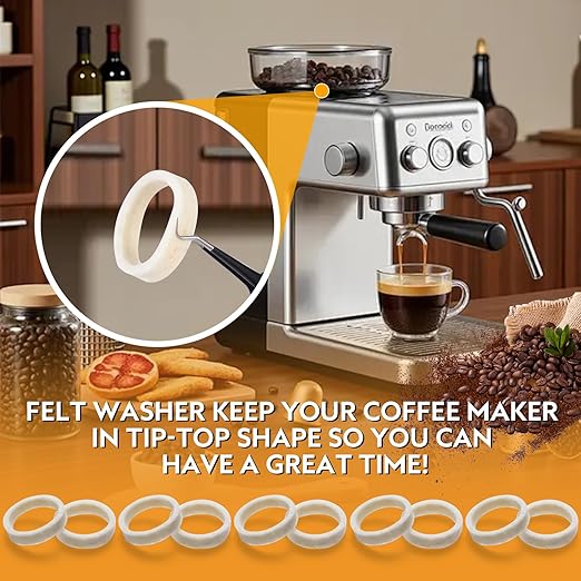 10 Pack Felt Washer Replacement & Espresso Grinders Cleaning Brush for Breville Espresso Machines Grinders BES870/ BES878/ BES880/ BES860/ BES840/ BES990/ BES980/ BCG820