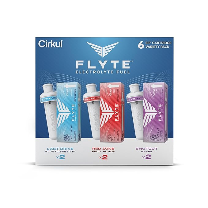 Cirkul Flyte Electrolytes Flavor Water Variety Pack, Makes 36 Drinks, No Sugar, Zero Calorie Drink Mix, (2 Last Drive, 2 Fast Break, 2 Shutout)
