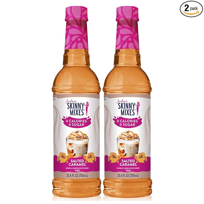 Jordan's Skinny Syrups Salted Caramel, Sugar Free Flavoring Syrup, 25.4 Ounce Bottle (Pack of 2)