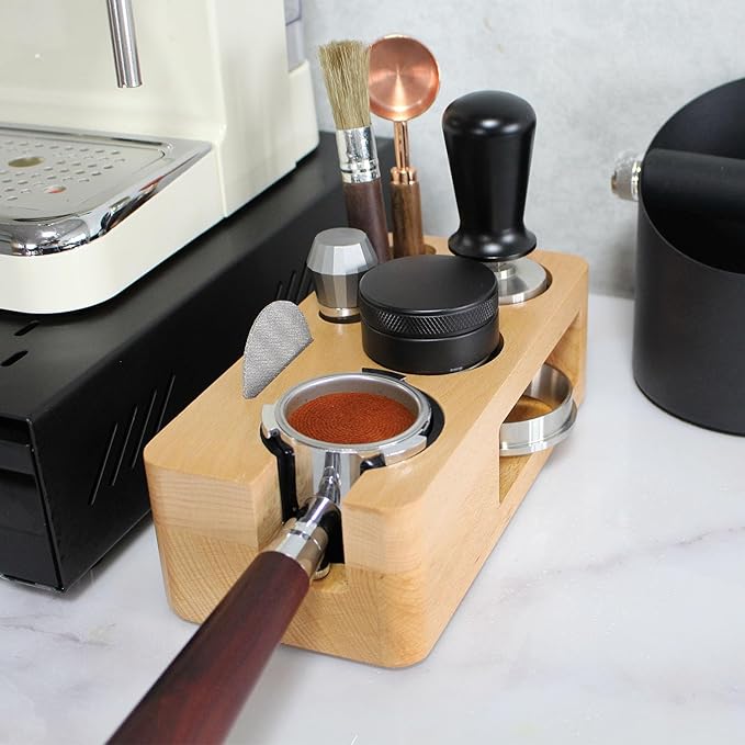 Espresso Tamper,Stainless Steel Ripple Base Coffee Tamper,Espresso Accessories,Calibrated Loaded Espresso Tamper,Ergonomic Handle Espresso Tamper,Fits Most Portafilters,Espresso Tamper (Black, 58mm)