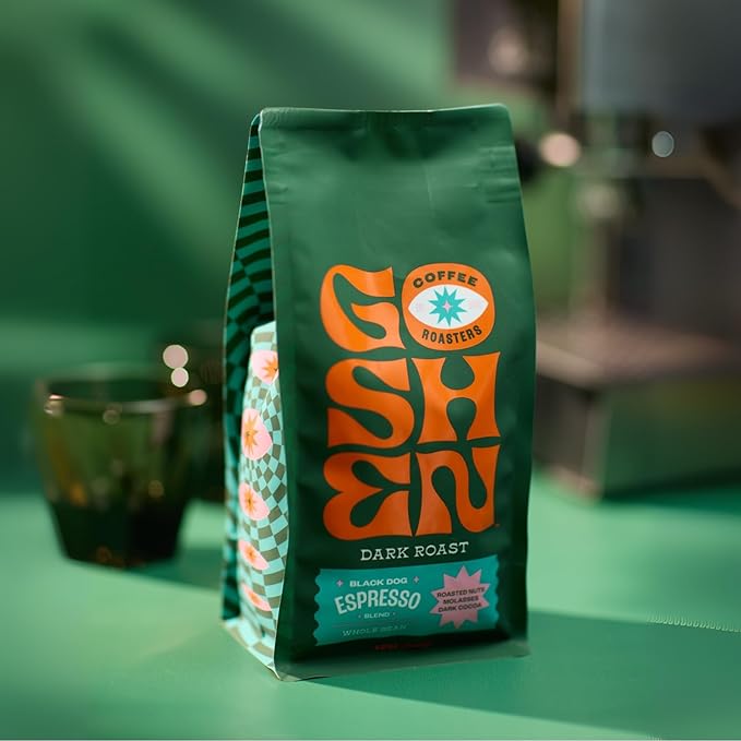 Goshen Coffee Roasters Whole Bean Black Dog Espresso Blend | Dark Roast, Espresso or Brewed | Award-Winning, Natural and Washed | Roasted Nuts, Molasses, Dark Cocoa Flavors | 2 Lb Bag