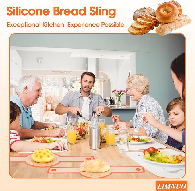 Silicone Bread Sling Dutch Oven，2 PCS Silicone Baking Mat Set，Non-Stick & Easy Clean Reusable Bread Mat With Extra Long Handles, Bread Baking Mat for Sourdough Transfer