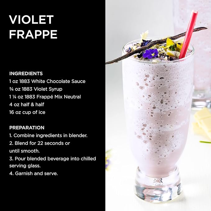 1883 Violet Syrup for Drinks, Made in France, 1 Liter Glass Bottle