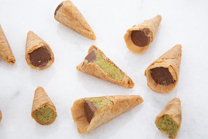 Carians Mini Dubai Cones, Bite-Sized Chocolate Wafer Rolls Crispy, Delicious Waffle Snack- Perfect for Gifts, Parties & Desserts, Great for Gift Giving, Anniversary, Thanksgiving, Christmas
