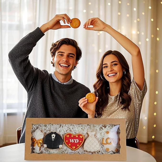 15PCS 12x5x1.5Inch White Bakery Boxes with Window Cookies Boxes Chocolate Truffle Boxes Macaron Boxes Cakesickle Boxes Browines Treat Boxes for Christmas Valentine's Easter Mother's Day