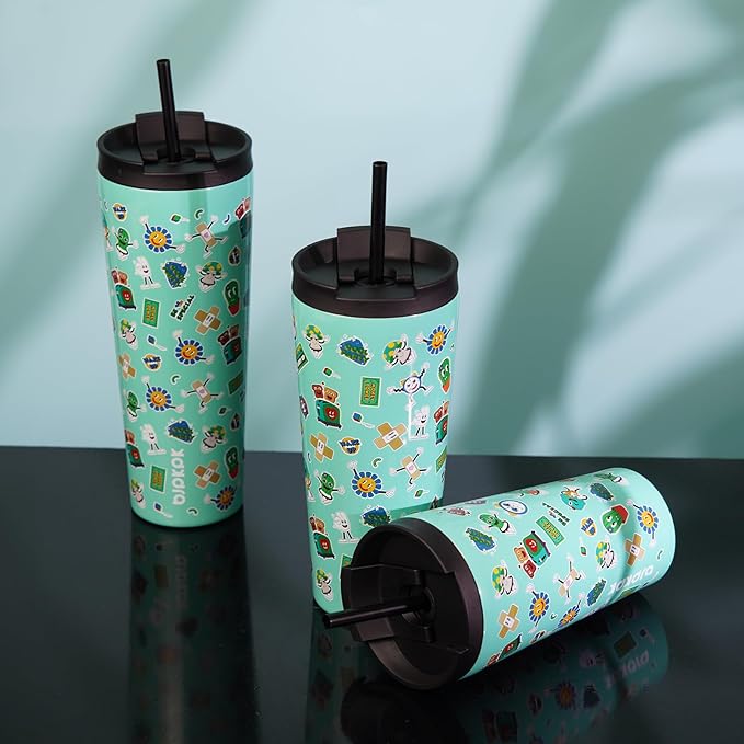 BJPKPK 30oz Stainless Steel Insulated Tumbler With lid And Straw Travel Coffee Thermal Tumblers Cup For Women And Men,Spring Party Green