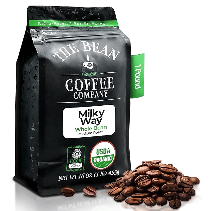 The Bean Organic Coffee Company Milky Way, Medium Roast, Whole Bean Coffee, 16-Ounce Bag