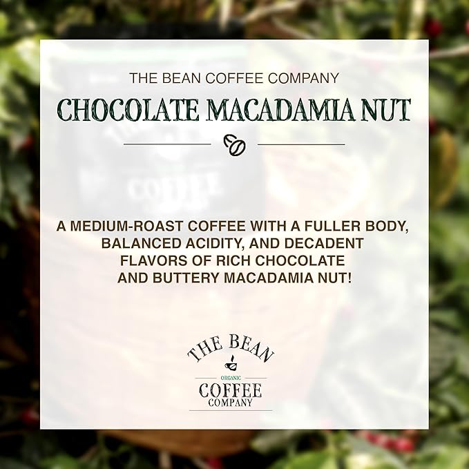 The Bean Organic Coffee Company Chocolate Macadamia Nut, Medium Roast, Whole Bean Coffee, 5-Pound Bag