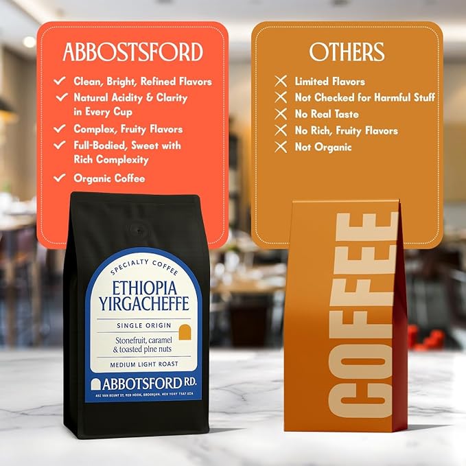 Ethiopia Yirgacheffe Coffee Beans, Whole Bean Medium-Light Roast with Stone Fruit, Caramel & Toasted Pine Nuts, Flavored Ethiopian Coffee, Single Origin 35.2 oz (2.2lb) Bag
