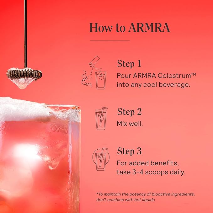 ARMRA Colostrum™ Powder | Vine Watermelon | Gut Health & Bloating | Skin & Hair | Immunity | Keto, Gluten & Fat-Free | 30 Servings