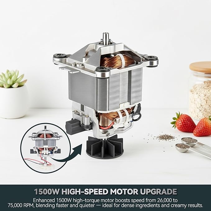 Glass Blenders for Kitchen – Stainless Steel Professional Blender for Smoothies 1500W Motor, Food Processor Combo 9 Adjustable Speeds, 14 Preset Programs, BPA-Free Glass Jar blender, Nut Milk, Soups