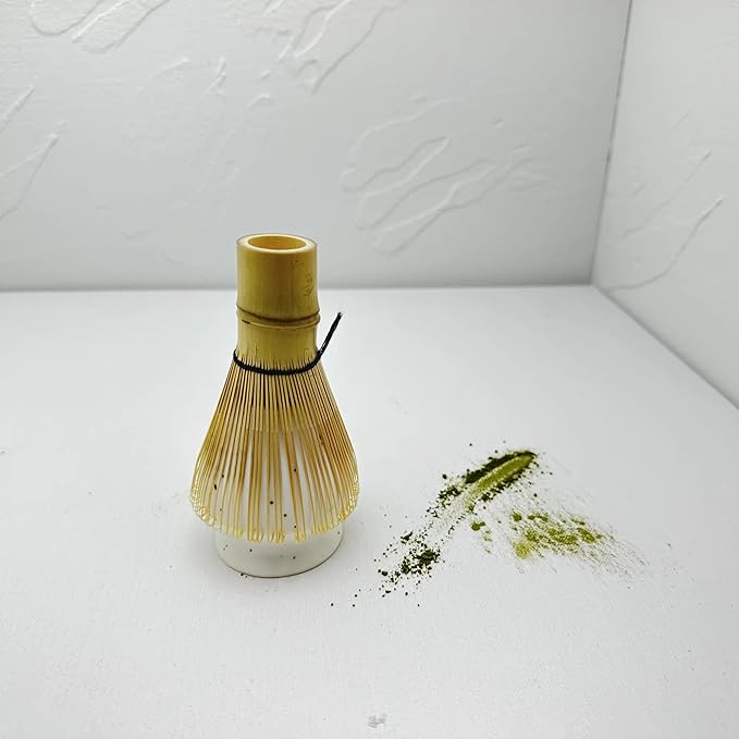7-piece matcha kit includes matcha bowl. white speckled matcha tea set with bamboo whisk -, sifter, scoop, stainless steel filter, tea caddy, cloth & gift box - for matcha green (7)