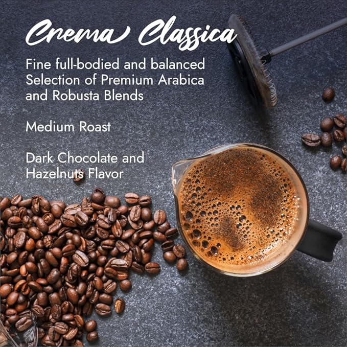 Caffe Borbone, Whole Bean Coffee Blend, Crema Classica, Medium Roast, Roasted and Freshly Packaged in Italy, 2.2 Pound Bag (Pack of 2)