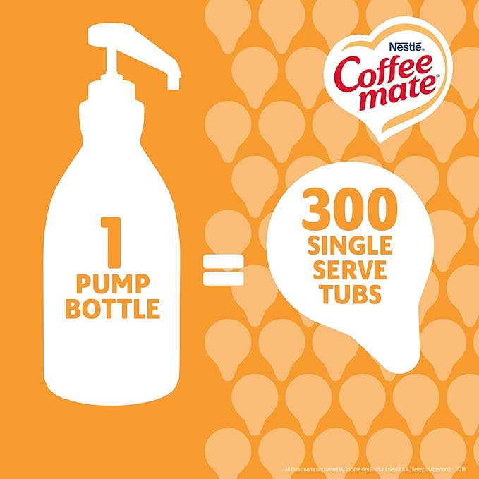 Nestle Coffee mate Coffee Creamer, Caramel, Liquid Concentrate Pump Bottle, Non Dairy, No Refrigeration, 50.7 fl oz (Pack of 6)