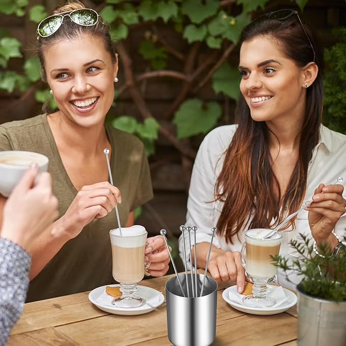 5 Pieces 7.4 Inch Stainless Steel Coffee Stirrers Holder Stainless Steel Swizzle Stick Coffee Stirrers Reusable Stir Sticks for Cocktails Coffee Whiskey
