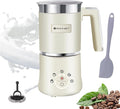 Huogary 5-in-1 Detachable Milk Frother Electric Milk Frother and Steamer Automatic Milk Foamer Frother Hot and Cold Foam Hot Chocolate Maker with Dishwasher Safe (Beige)