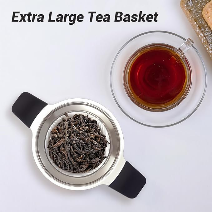 Tifanso Stainless Steel Tea Infuser Steeper Strainer for Loose Leaf Tea, Fine Mesh Reusable Diffusers Ball Bag Filter Holder with Heat Proof Handles for Teapots, Mugs, Cups