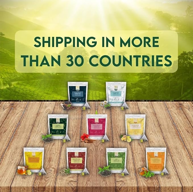 Tealeaf & Co. Honey Lemon Green Tea with Lemon & Honey Extract, Lemongrass, Licorice & Chamomile - Organic Green Tea Bags with Fresh Herbs and Spices - 100 Teabags (7.055oz/200gm)