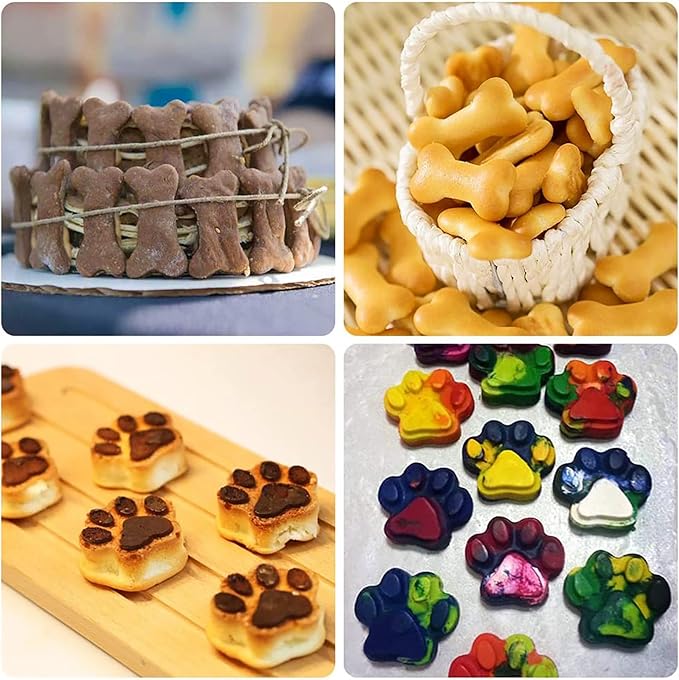 8PCS Silicone Molds Puppy Dog Paw and Bone Shape, Reusable Silicone Chocolate Molds, Non-Stick gummy molds, Dog Treat Molds, Used for Chocolate, Candy,Pudding, Jelly,Ice Cube,Biscuits