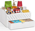 Farmhouse Wooden Coffee Bar Organizer - Countertop Station With Drawer, Pods Holder & Storage Basket