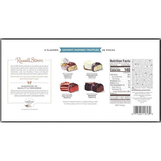 RUSSELL STOVER Assorted Milk & Dark Chocolate Dessert Inspired Truffles Candy Gift Box, 14.9 oz.