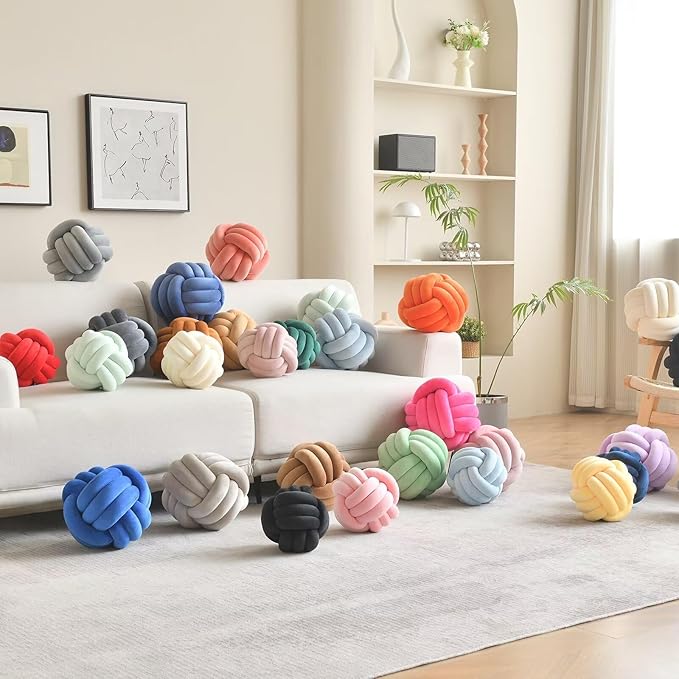 Decorative Throw Knot Pillow Ball for Home Chair Sofa Aesthetic Round Velvet Knotted Pillow Cushion (Green, 11 inch)