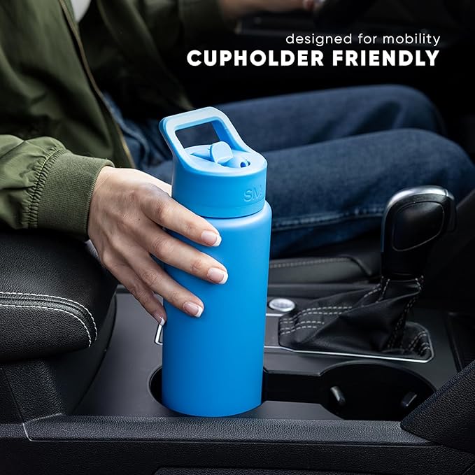 Simple Modern Water Bottle with Straw Lid Vacuum Insulated Stainless Steel Metal Thermos Bottles | Reusable Leak Proof BPA-Free Flask for School | Summit Collection | 18oz, Blush
