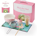 7 Pcs Matcha Whisk Set, Matcha Set Pink,Matcha Kit,Matcha Tea Set,Matcha Bowl Set with Pink Cat Scoop Holder, Tea Cloth, Sifter(Gradient Pink)