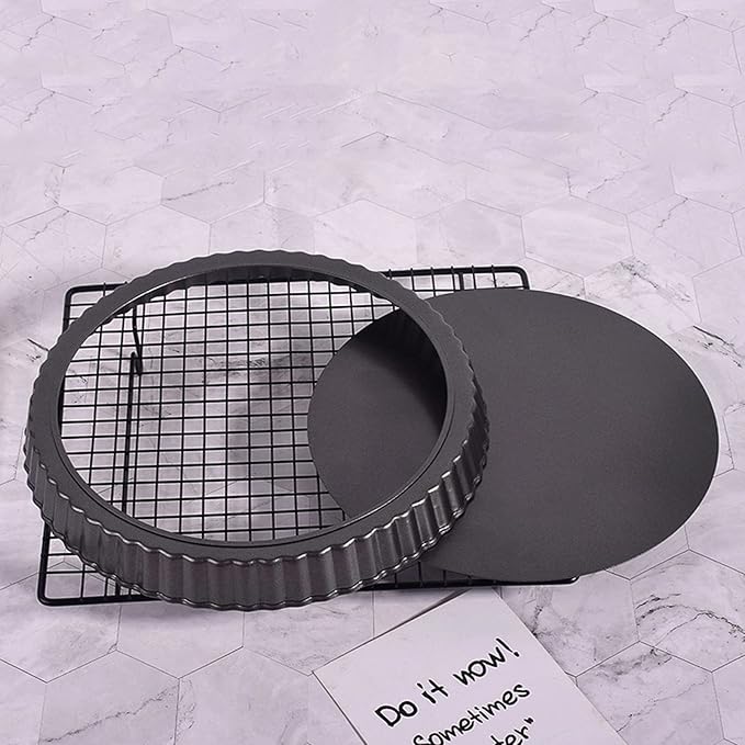 Yosoo Round Nonstick Quiche Pan, Tart Pan Quiche Pan Thickening Nonstick Deep Baking Dish Pie Plate with Removable Bottom(13inch)
