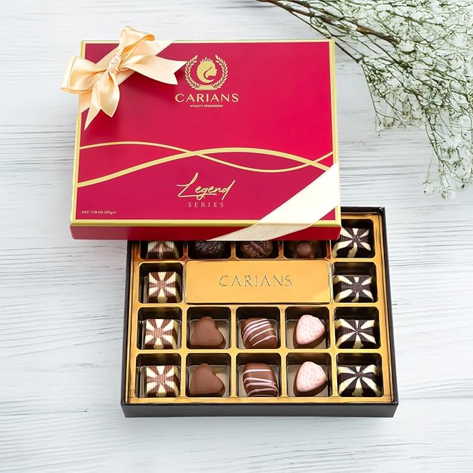 CARIANS Chocolatier Assorted Gourmet Chocolate Gift Box, Dark, Milk, White Chocolates Truffles, Treats for Thank you, Anniversary, Christmas, Thanksgiving