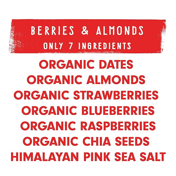 JONESBAR Organic Plant Based Protein Bars | Berries and Almonds | Fruit & Nut Bar, Kosher, Gluten Free, Breakfast Bars, School Snacks, Vegan Snack & Healthy Snacks for Adults and Kids (Pack of 12)