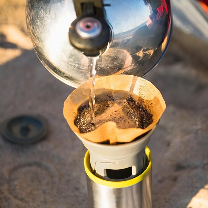 WACACO Cuppamoka Pour-Over Coffee Maker, Portable Drip Coffee Maker with 10 Cone Paper Filters, Manually Operated, Stainless Steel Coffee Brewer, 10 fl oz