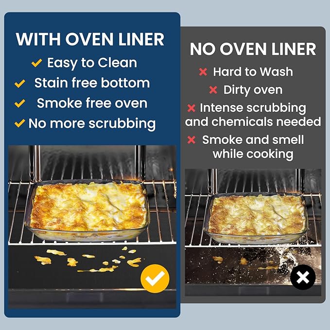 Oven Liners for Bottom of Oven - Large Heavy Duty Oven Protector Mat, Non-Stick Oven Electric Gas Liner Floor Protector Liner, Reusable Heat Resistant Stovetop Air Fryer Grill Baking Mat