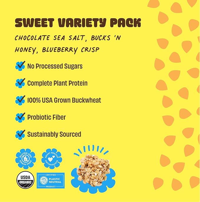 Clusterbucks Superfood Clusters – Grain-Free, Keto-Friendly Granola with Regeneratively Grown Sprouted Buckwheat– Gluten-Free, Low-Carb, Organic Healthy Snack (6 Ounce (Pack of 6), Variety #2)