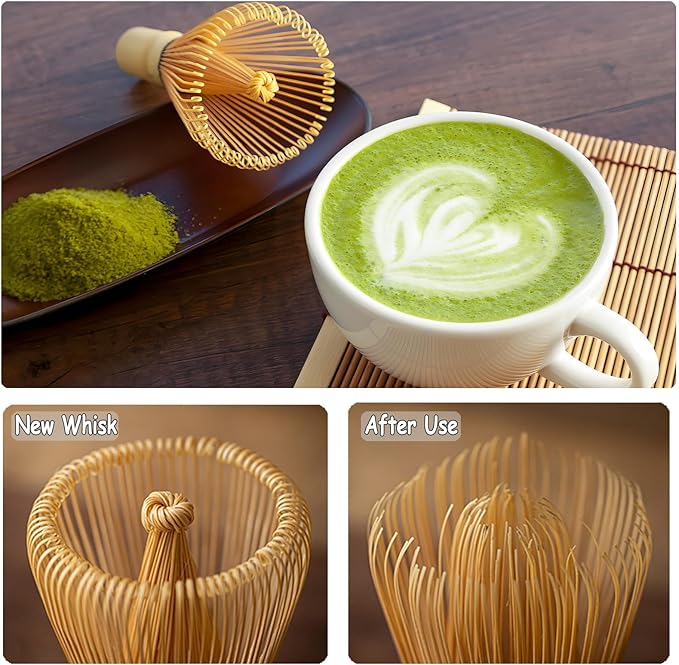 Matcha Whisk Set, Matcha Set, 6 Pieces, with Bamboo Whisk, Ceramic Bowl & Sifter Complete Matcha kit Tea Includes Scoop & Spout Bowl, Traditional Japanese Tea Accessories for Home (set of 6)