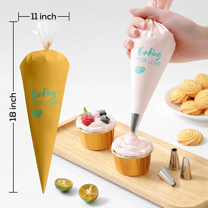 18 Inch Thick Disposable Piping Bags, 100PCS Anti Burst Pastry Bags for Cake Decorating Cream Frosting and Baking Supplies, Tipless Piping