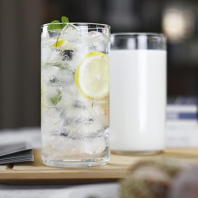 BaveL Thin Highball Glasses Set of 4,19oz Cocktail Glass Set,Tall Drinking Glasses for Water,Juice,Milk,Cocktails,Beer and More,Elegant Bar Glassware,Lead-Free Pint Glasses,Glass Drink Tumblers