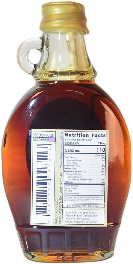 Dragonwood Flavored Maple Syrup (8 Fluid Ounces, Lavender)
